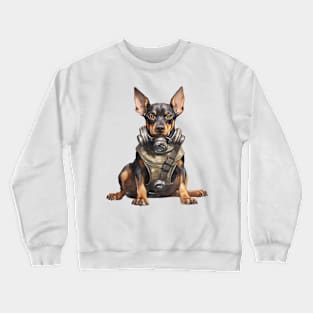 Doberman Pinscher Dog Wearing Gas Mask Crewneck Sweatshirt